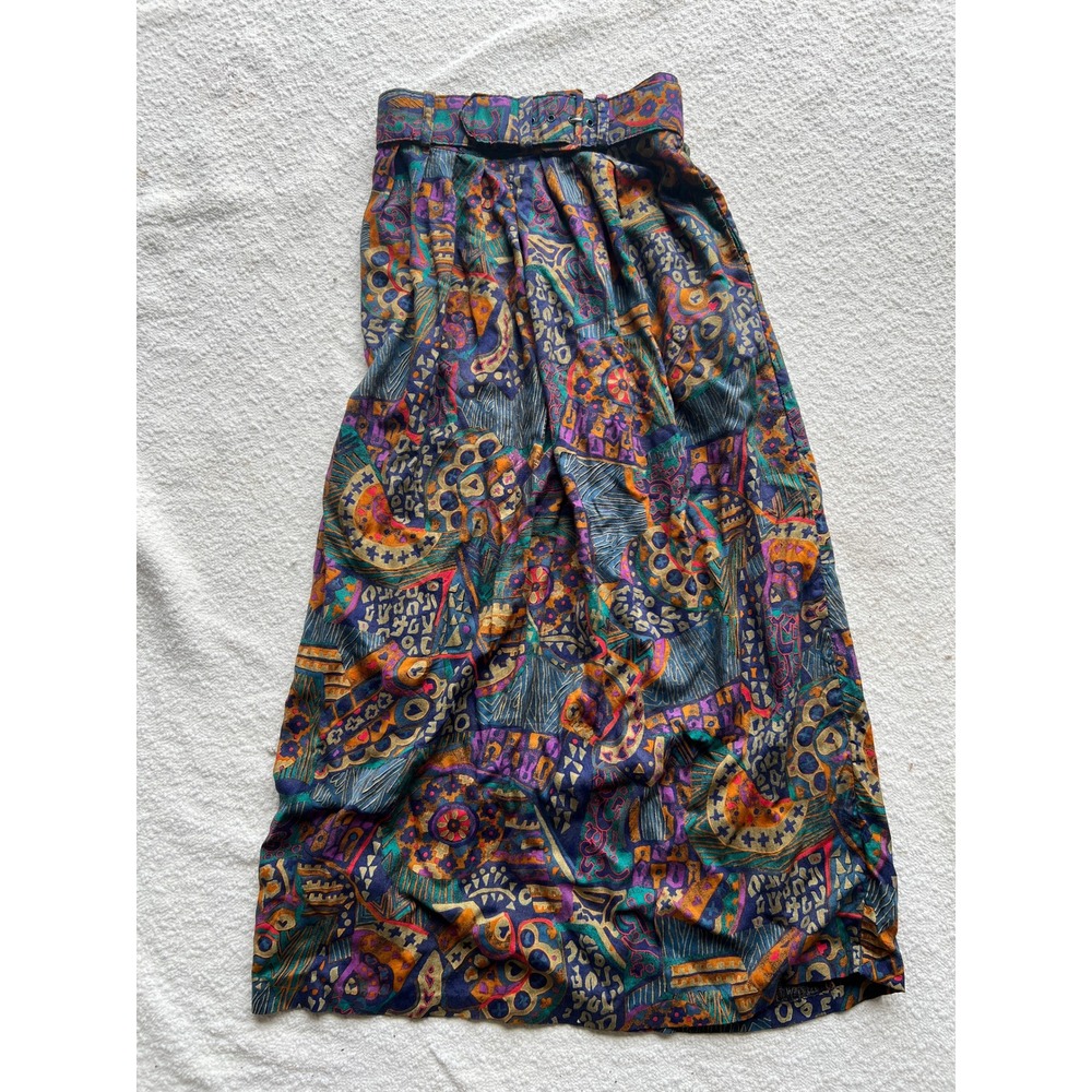 Vintage In Group Ltd Womens Abstract Print Rayon Maxi Skirt Multi Color Size 6